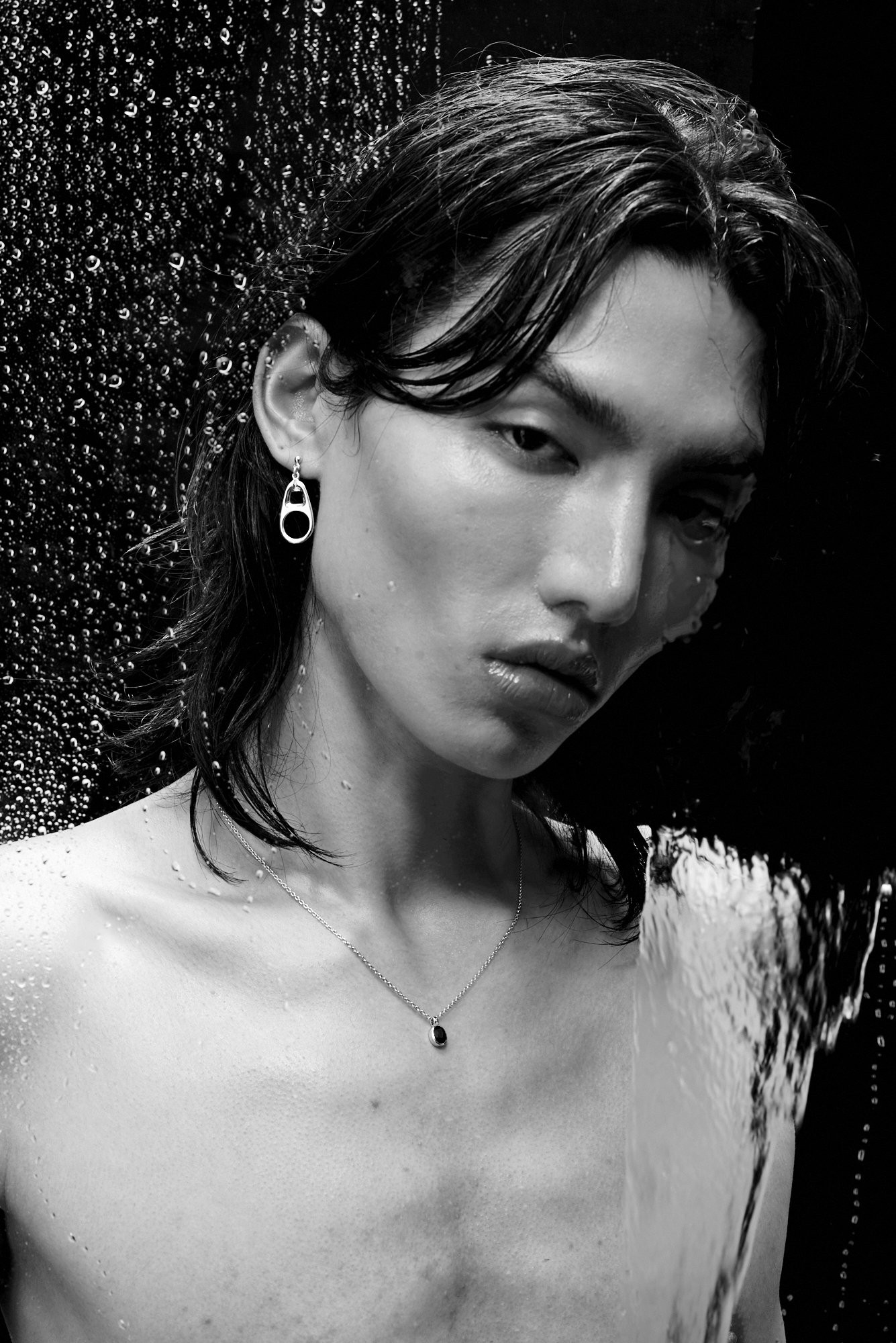 Ying Pendant Necklace, Black Sapphire