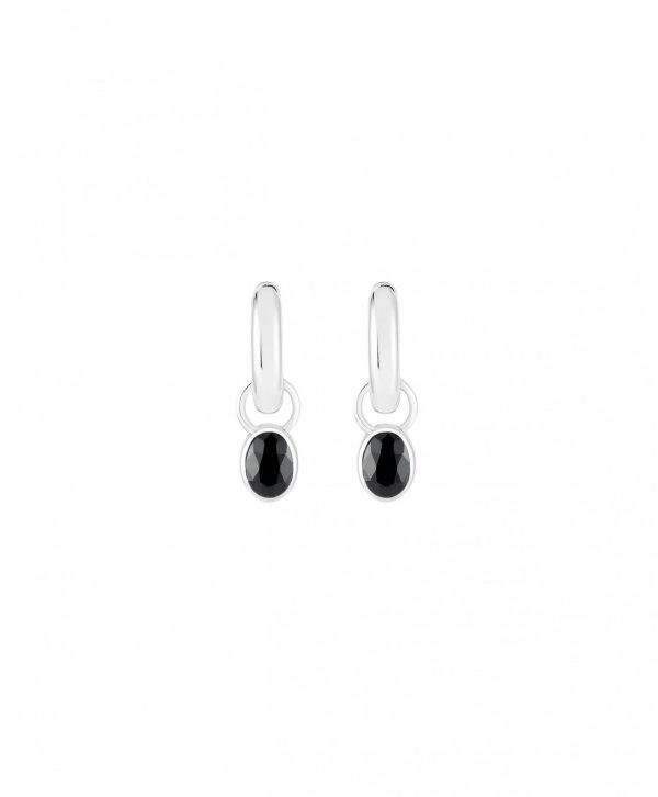 Ying Charm Hoops, Black Sapphires
