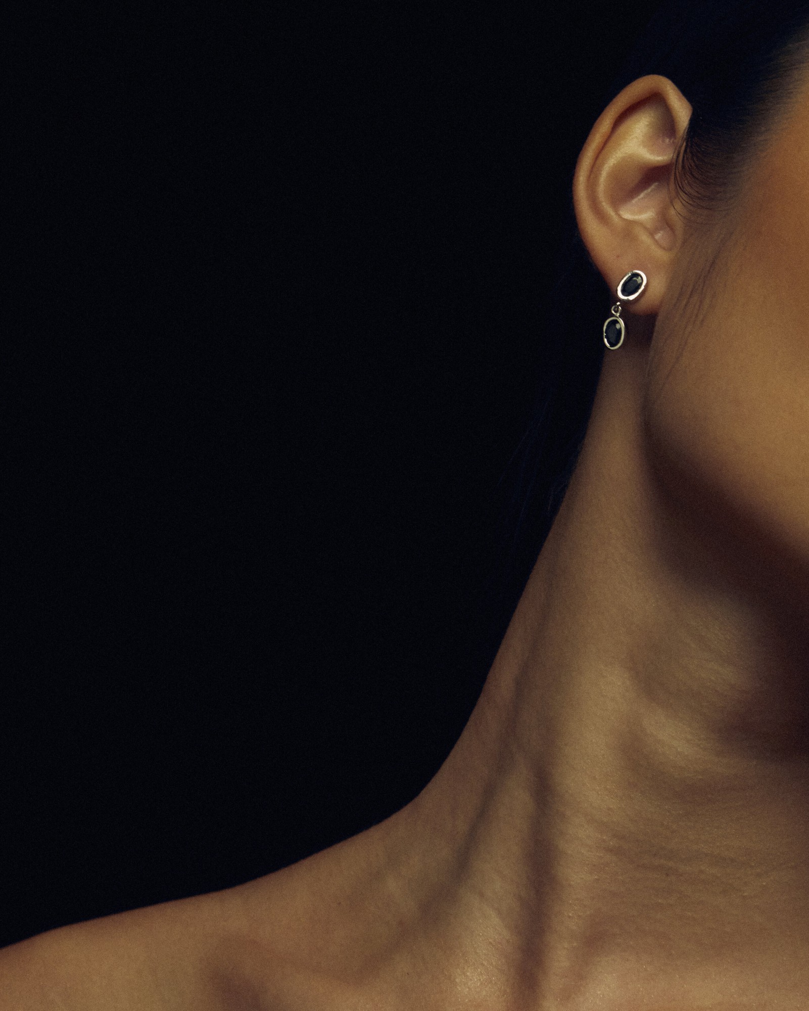 Baby Duo Ying Earrings, Black Sapphires 3 Baby Duo Ying Earrings, Black Sapphires