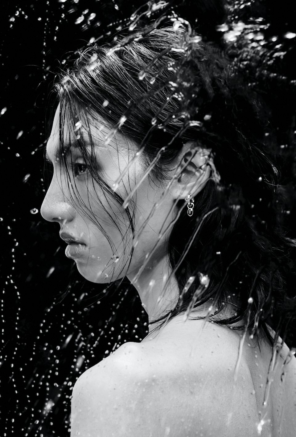 Ying Charm Hoops, Black Sapphires