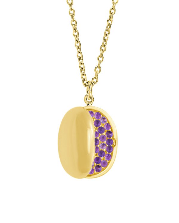 Pavé Pritsana Locket Necklace, Amethyst