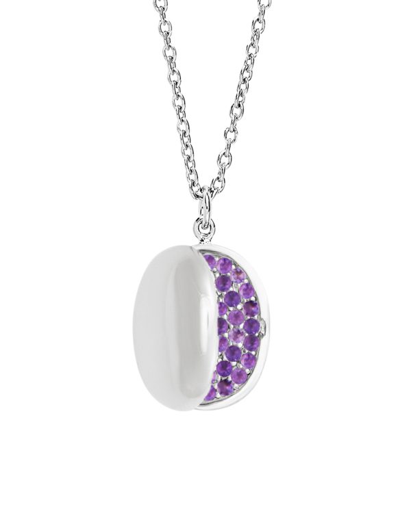 Pavé Pritsana Locket Necklace, Amethyst