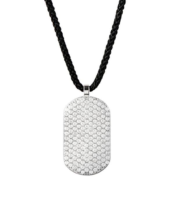 Maii Frosted ID Necklace, Diamond