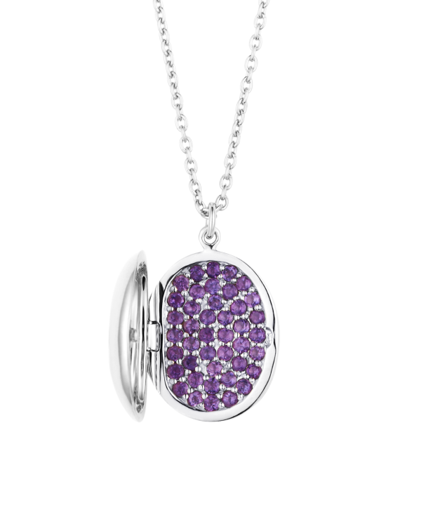 Gem Yim Pavé Pritsana Locket Necklace, Amethyst