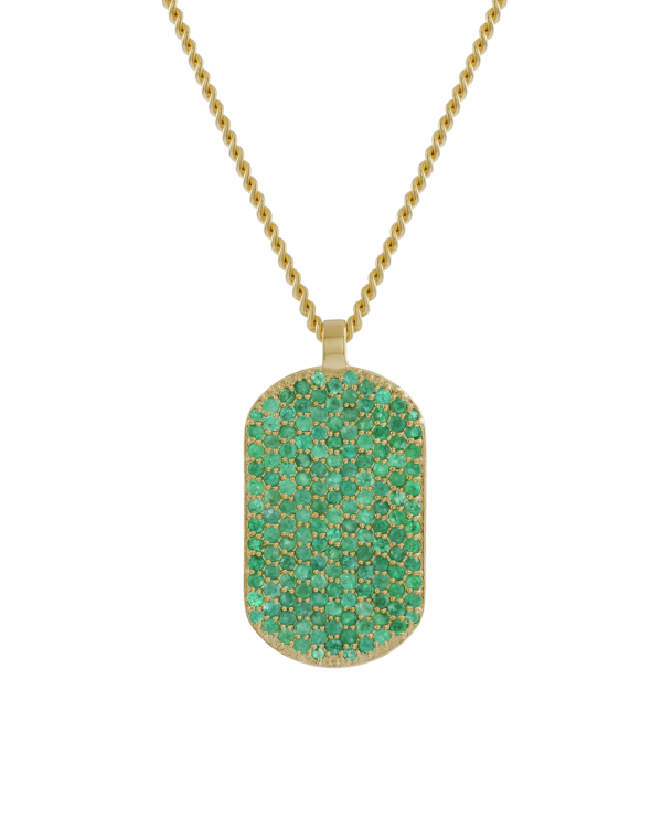 Frosted ID Necklace, Emerald