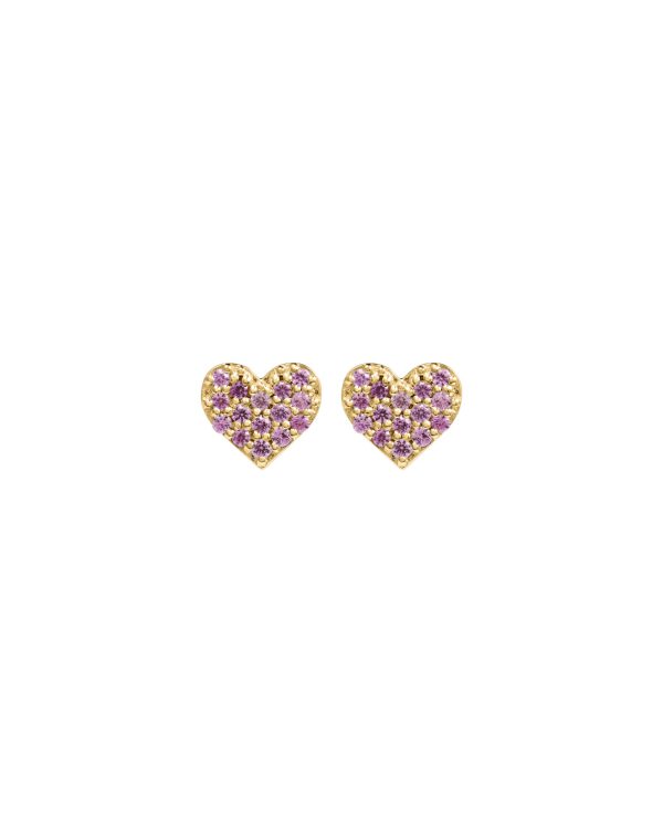 Pavé Tiny Lovers Studs, Pink Sapphire