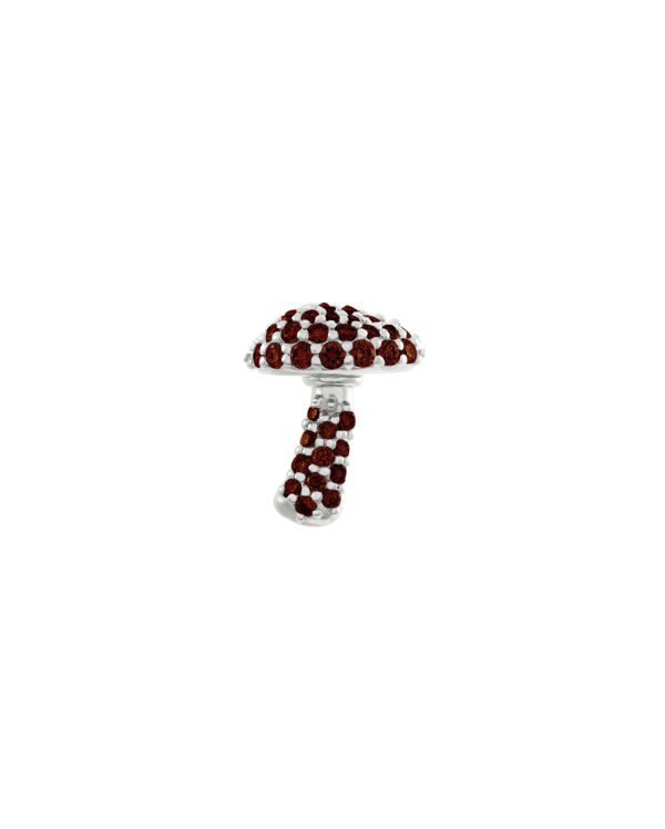 Pavé Tiny Shroom Stud, Red Garnet